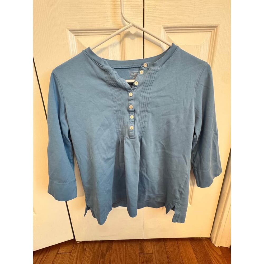 L.L.Bean Supima Cotton Henley Top - Medium Petite Womens
